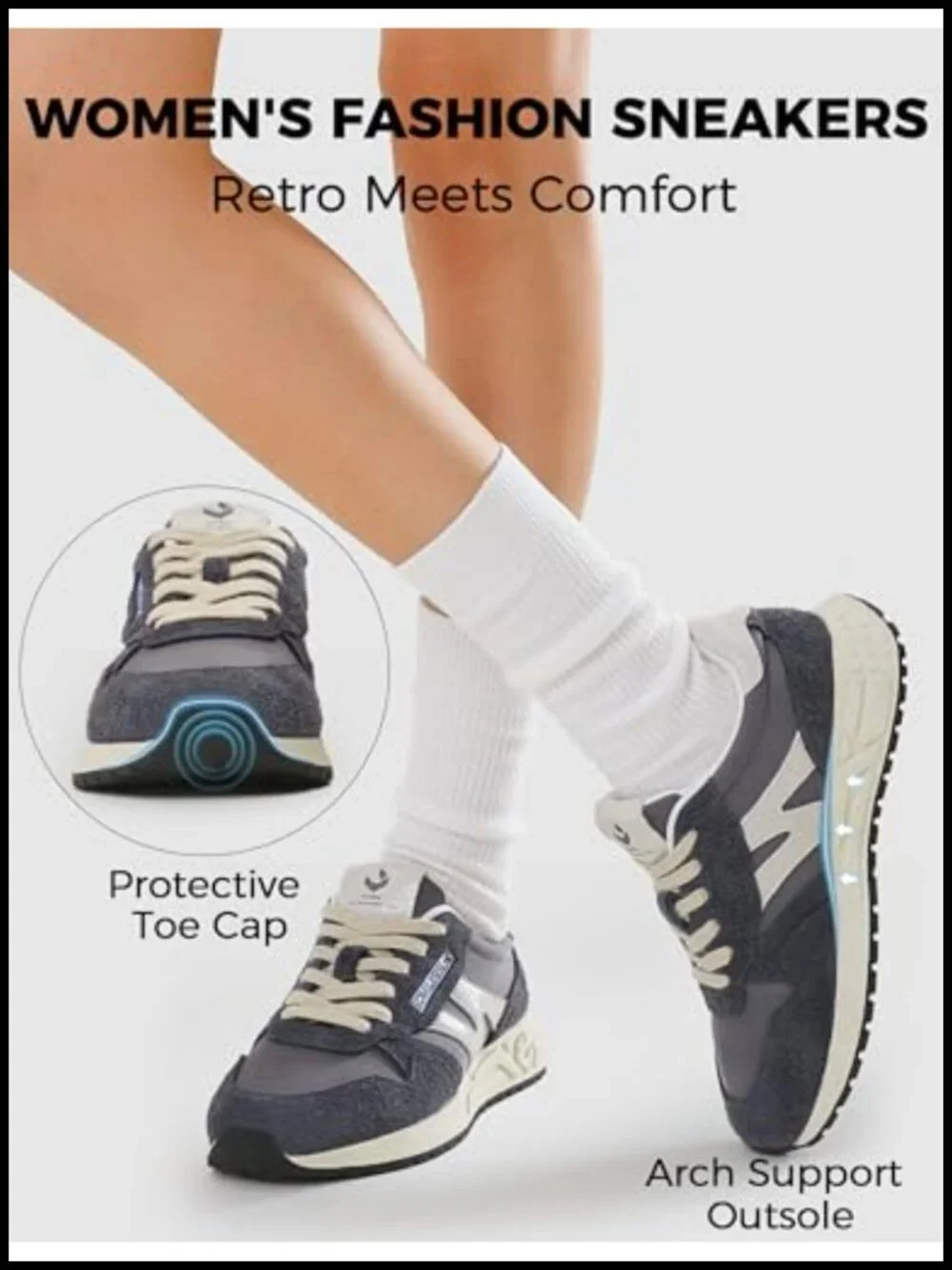 Women's Retro Casual Fashion Sneakers, Comfort Walking Shoes with Suede Fabric